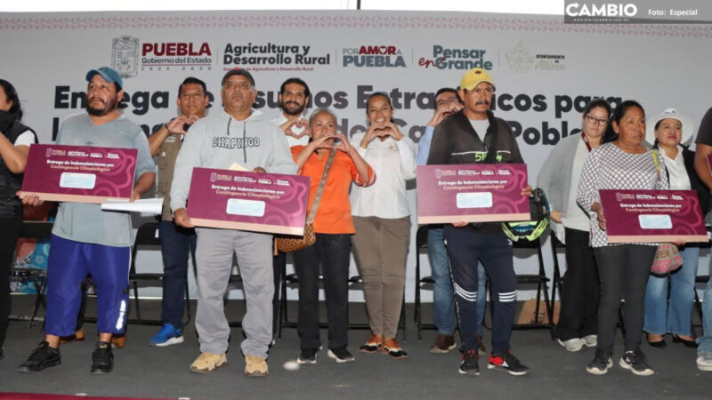 Gobierno de Puebla entrega apoyos a viveristas afectados tras fuertes lluvias en Atlixco