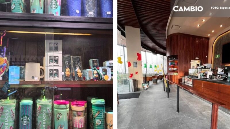 Para su colección: Pareja de 'novios' se roba ocho termos del Starbucks Downtown en Angelópolis