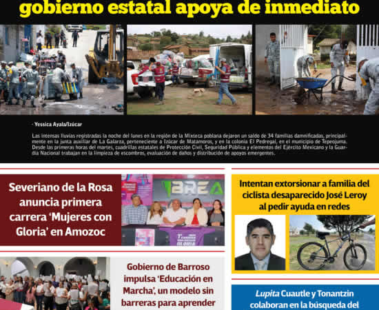 Regionales - Inundaciones por lluvias dejan 34 familias damnificadas en Izúcar y Tepeojuma: gobierno estatal apoya de inmediato