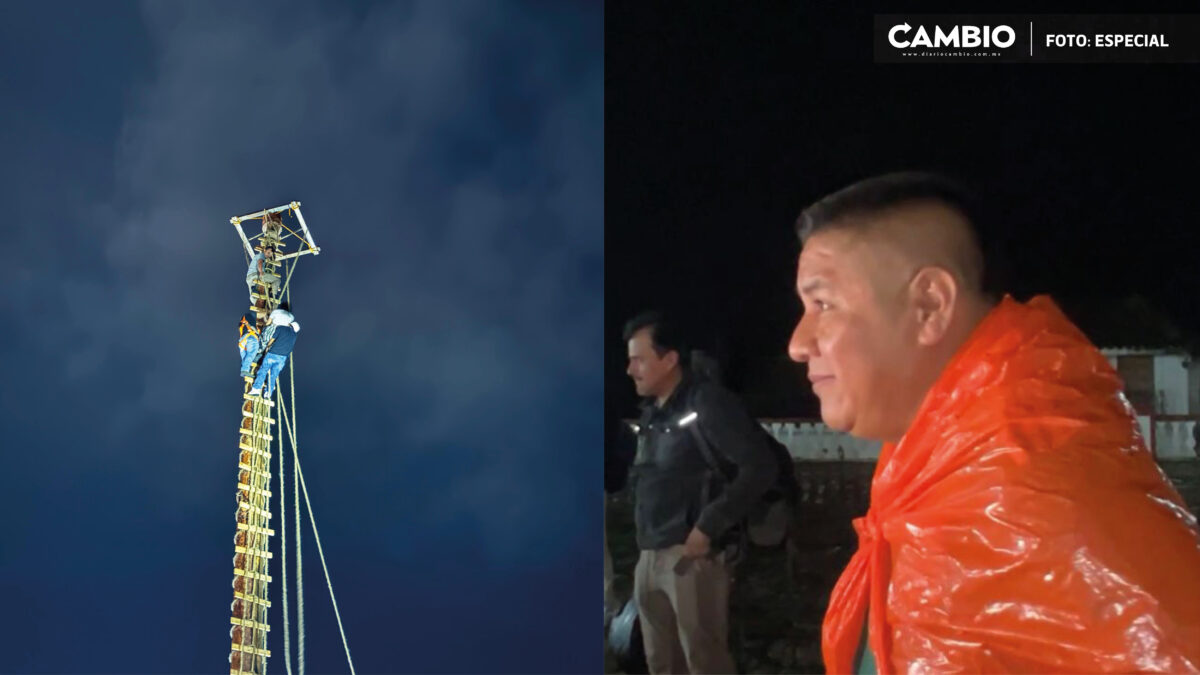 Alcalde de Cuetzalan atiende a mujer que escaló el palo volador en crisis
