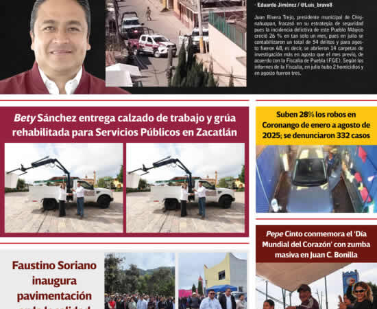 Regionales - Juan Rivera hunde a Chignahuapan: delitos crecen 26 % en sólo un mes