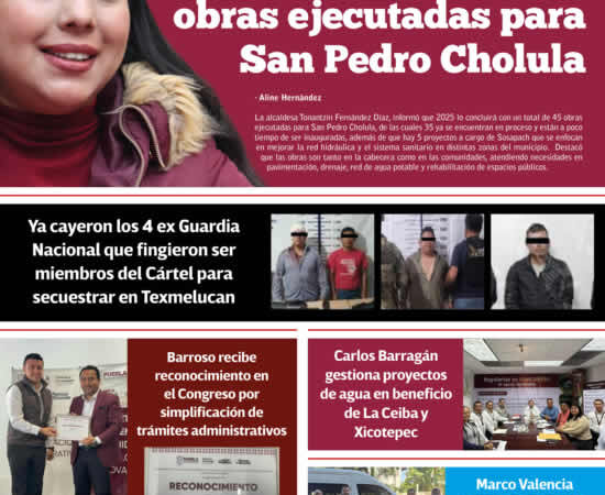 Regionales - Tonantzin Fernández cerrará 2025 con 45 obras ejecutadas para San Pedro Cholula