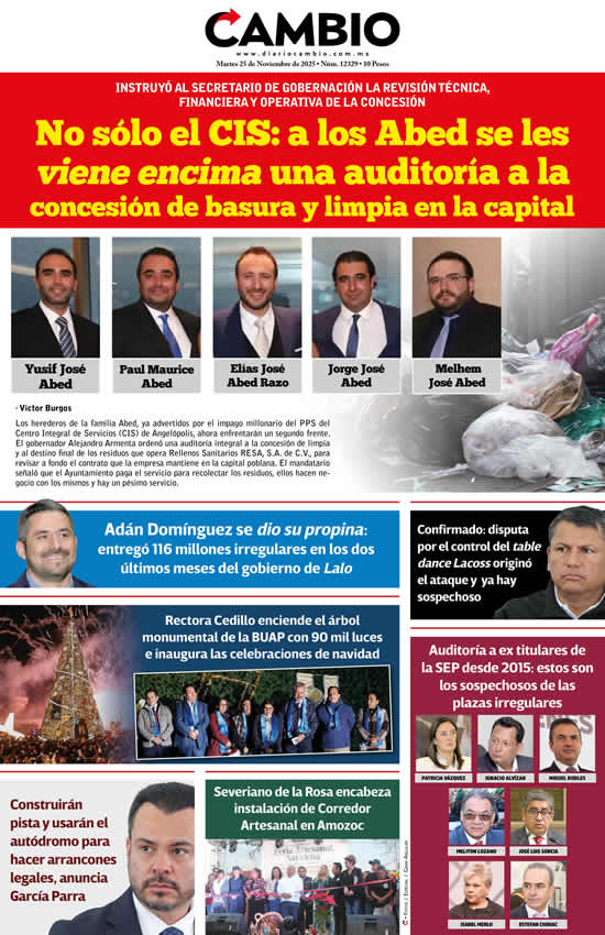 Portada – No sólo el CIS: a los Abed se les viene encima una auditoría a la concesión de basura y limpia en la capital