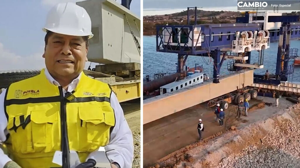 Colocan trabes del puente La Panga: para febrero quedará listo anuncia el Inge Contreras